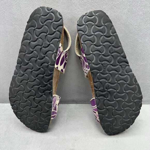 Birkenstock Birki's Womens Size 8 Sandals Purple Floral Birko-Flor Triple Buckle - Picture 7 of 10